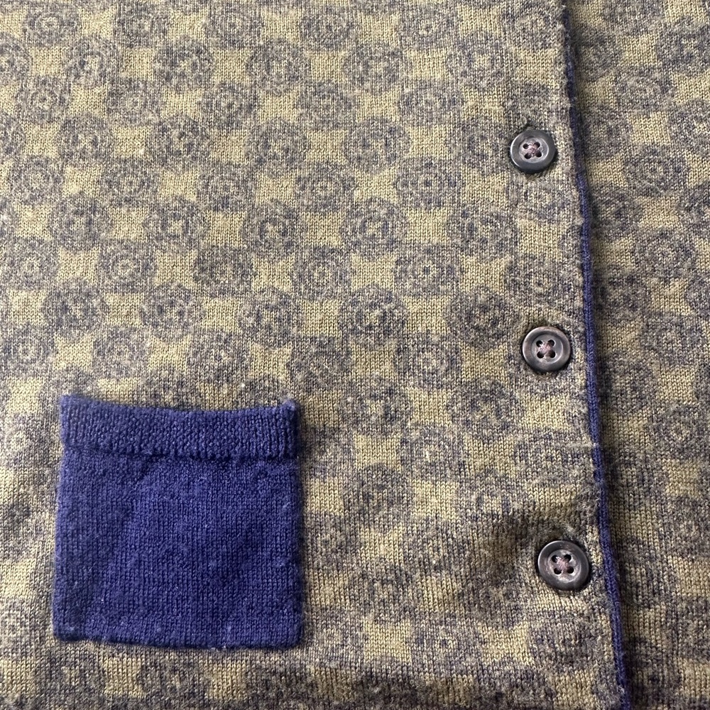 Lands' End Green and Navy Merino Wool Sweater Vest - Picture 5 of 6